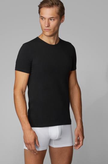 Koszulki BOSS Two Pack Of Slim Fit Underwear Czarne Męskie (Pl79629)